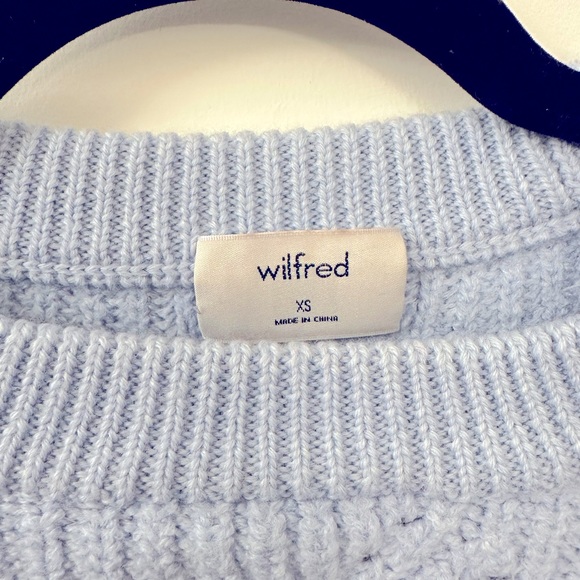 Aritzia Wilfred Serment Merino Wool Sweater | XS | Light Blue | 19” Length - Picture 2 of 5